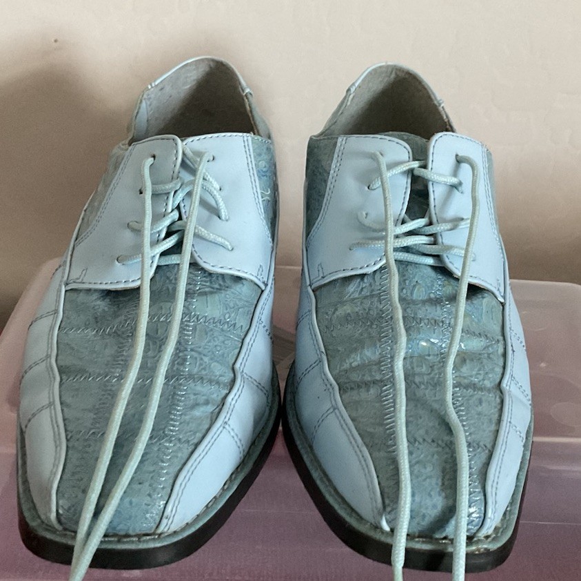 SAOLA Scarpe eleganti uomo Hugo Vitelli collezione 14k 12 blu punta quadrata stringate vibranti