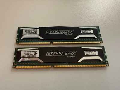 Lot of 2 Crucial Ballistix Sport 8GB DDR3L 1600 PC3L-12800 RAM BLS8G3D1609DS1S00