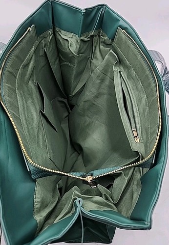 NEW Guess Faux-Suede Tote Bag in Green, Top Zip Closure - Picture 8 of 10