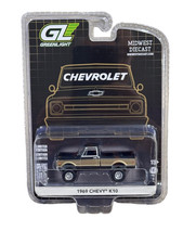 Greenlight Midwest Diecast Exclusive 1969 Chevy K10 Blackgold 164 51687-a