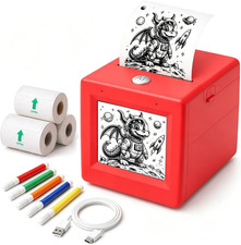 AI Voice-Powered Sticker Maker for Kids, Portable Thermal Printer with 6 Art Mod