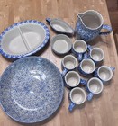 Vintage Robinson Ransbottom (RRP Co.) Blue Spongeware Pottery Set — photo 1