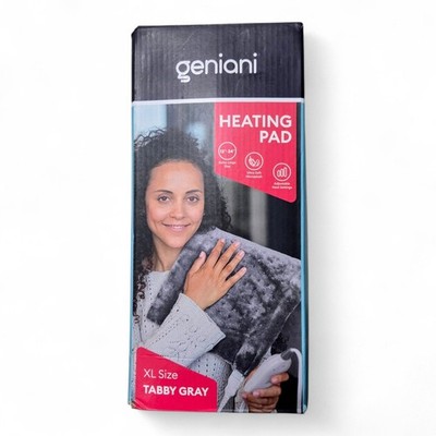  Geniani XL Heating Pad 12x24 Tabby Gray Ultra Soft Microplush - NEW Open Box