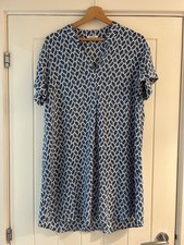 Ladies leaf print dress-blue & white size S H&M (pre-owned)