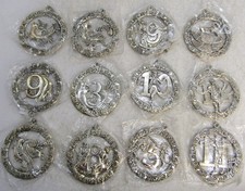Vintage May Department Stores, Silver Plated 12 Days of Christmas Ornaments.