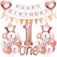 Deko 1. Geburtstag MäDchen RoséGold Luftballon Happy Birthday Girlande Party