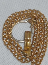 Nu Lok vintage gold plated pocket watch fob chain 19"