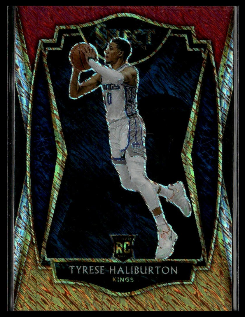 2020-21 Panini Select #189 Tyrese Haliburton Red White Orange Shimmer
