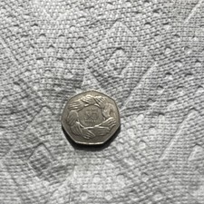 1973 UK 50 Pence Copper-Nickel Coin Hands Design Queen Elizabeth II Decimal