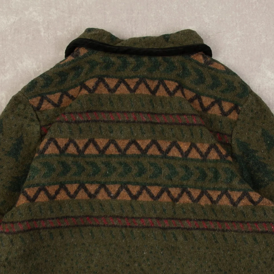 Chaqueta polar vintage años 90 estampada con cuello M hecha en EE. UU. verde para mujer  Foto 4 de 4