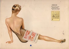 1942 Varga Girl Calendar Page for February - Original