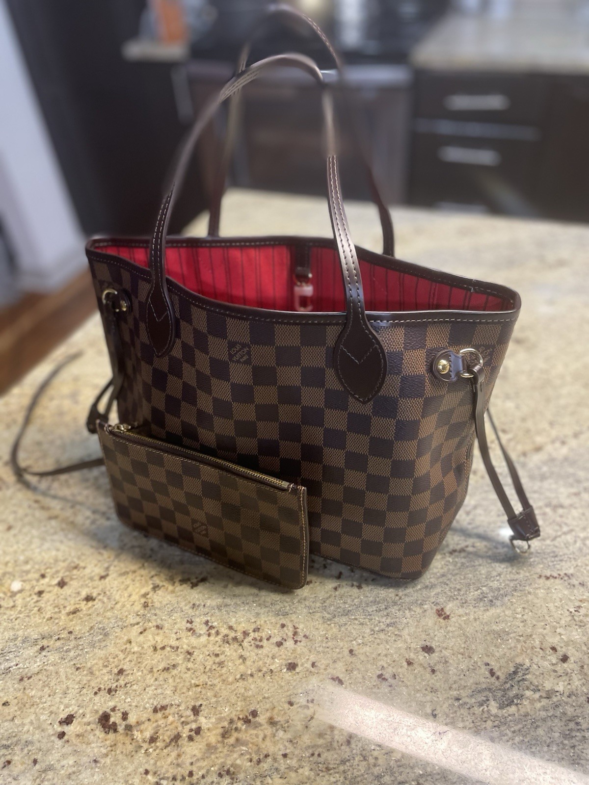 Louis Vuitton Neverfull PM Damier Ebene Tote Bag