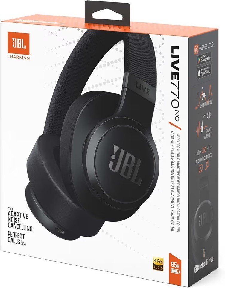 JBL LIVE 770NC Casque Bluetooth circum-auriculaire,Réduction de Bruit Adaptative