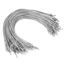 100 Pcs 9.8" Elastic Barbed Cord 2mm Loop Stretch Round String with Barb, Silver