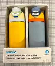 Owala FreeSip 16oz/473ml Stainless Steel Water Bottle - Twin Pack - Yellow&Grey