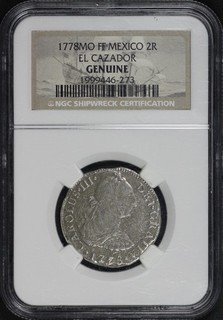 1778 Mo Mexico Silver 2 Reales KM 88.2 NGC Genuine El Cazador Shipwreck