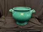 McCOY POTTERY vintage GREEN handled JARDINIERE PLANTER original EXCELLENT