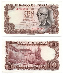 SPAIN 100 Pesetas (17-11-1970) Pick 52a, Almost Uncirculated