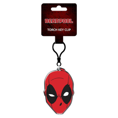 Original Marvel Comics Deadpool Gesicht Taschenlampe Schlüsselclip Kunststoff Schlüsselanhänger Anhänger Geschenk