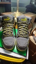 PUMA REBOUND LAYUP MIDTOP GREY/LIME BOYS SIZE 4