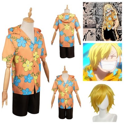 Anime One Piece:Egghead  Sanji Cosplay costume Shirt Pants Wig Halloween party