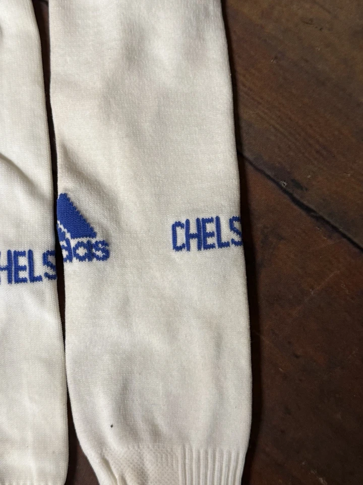Calcetines Adidas Chelse FC, 2011/2012, Blanco, Azul, Rayas Doradas, Hombre Foto 3 de 4