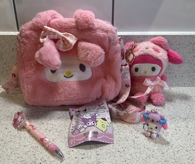 Sanrio Hello Kitty Pink My Melody Geschenkpaket ~ Tasche, Plüsch Schlüsselanhänger, Stift, Radiergummi