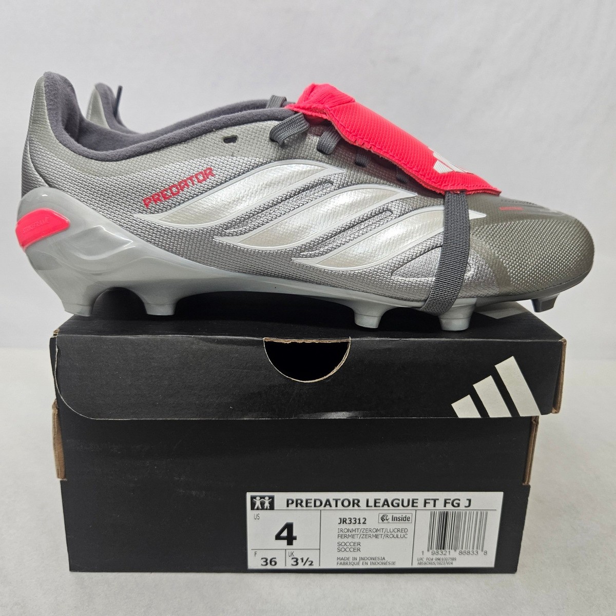 Adidas Predator League FT FG J Soccer Cleat JR3312 Silver Red
