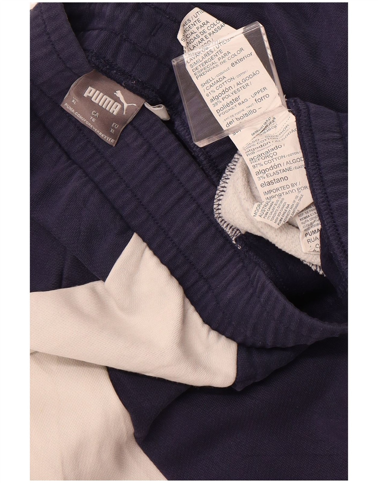 PUMA Mens Tracksuit Trousers Joggers XL  Navy Blue Colourblock Cotton AJ16 thumbnail 3