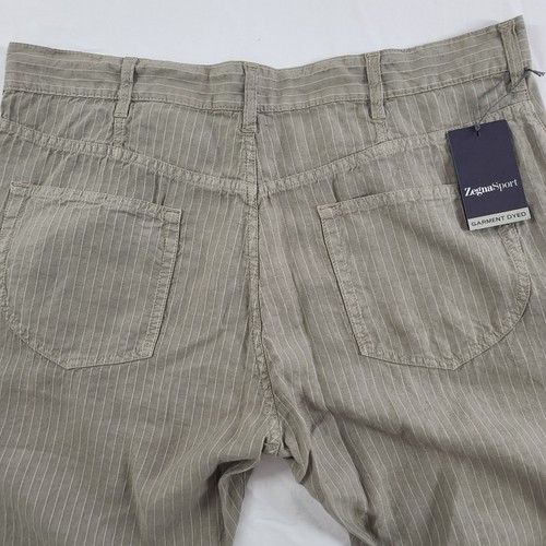 Zegna Sport Linen Pants Pinstripe Beige Khaki White 38 NWT $325 36" Inseam - Bild 5 von 12