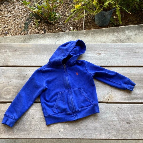 Polo Ralph Lauren Boys Hoodie Size 4 4T Royal Blue Zip Front Pockets - Picture 5 of 8