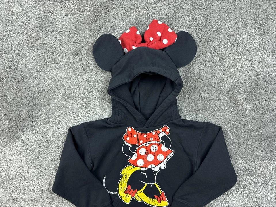 Sudadera con Capucha Juvenil Pequeña Negra Orejas de Minnie Mouse Lazo Pullover Sudadera Foto 3 de 4