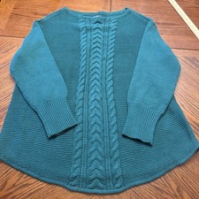 NWT Chaps Teal Green Cable Knit Boatneck Tunic Sweater Women's Plus Size 1X