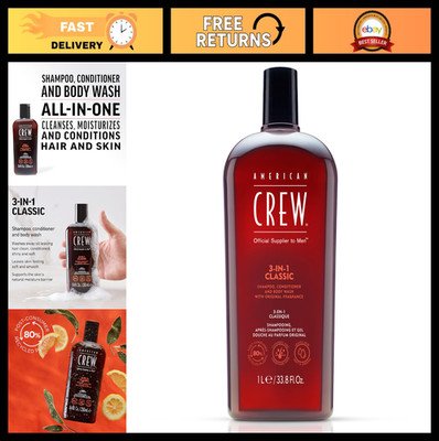 3-in-1 Shampoo, Conditioner & Body Wash for Men - 33.8 Fl Oz, Hydrating Cleanser