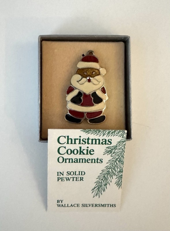 Vintage Wallace Silversmith Ornament, Santa “Christmas Cookie” w/ Box