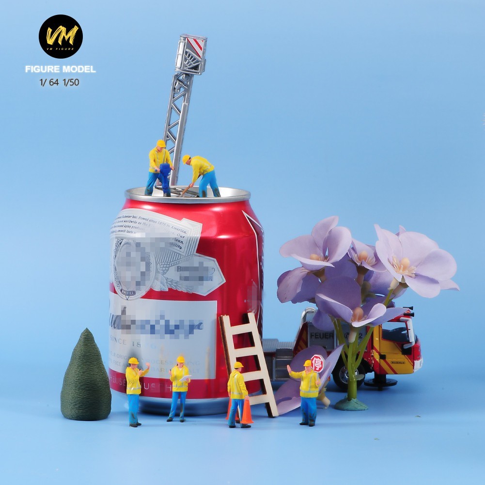 1/50 6Pcs Miniature Figure Construction Worker &Engineer Scene Doll For Car Toy