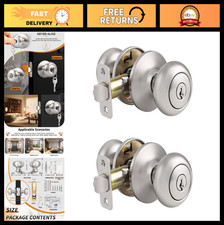 Keyed Alike Entry Door Knobs, Brushed Nickel Modern Locks for Interior/Exterior,