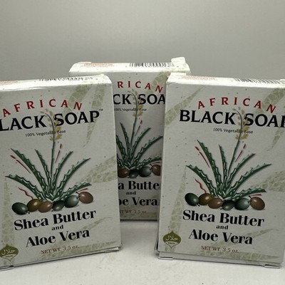 Madina African Black Soap w/Cocoa Butter and Vitamin E Pack of 3 Bars 3.5 Oz Ea