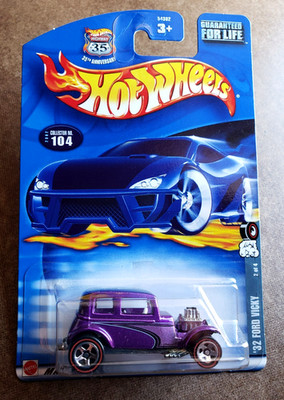 2002 Hot Wheels '32 FORD VICKY Purple Red Line Series 2/4 #104 1:64  RL 5-Spoke