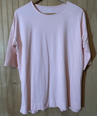 J Jill PM Shirt Top Light Pink Luxe Supima Ballet Sleeve Tunic Stretch Woman