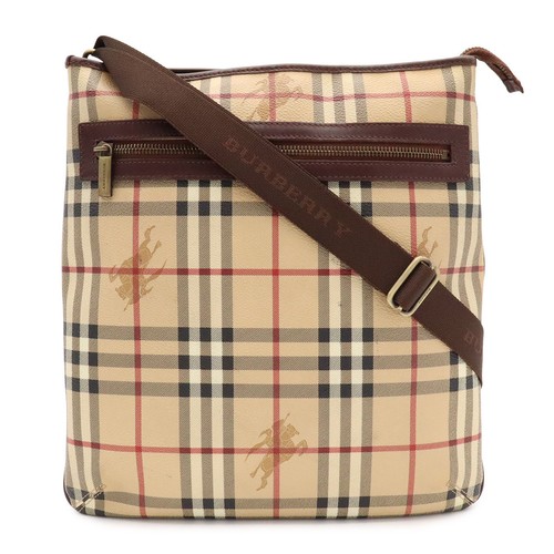 Burberry Nova Check Shoulder Bag Crossbody PVC Leather Beige Used