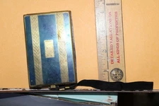 Antique Brass Compact Blue Black Mirror Rouge Powder