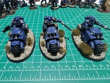 Warhammer 40k Space Marine Outriders Squad (3) – Painted Ultramarines – Tabletop