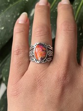 Spiny Oyster Turquoise Ring Sterling Silver .925 Ring Size 7