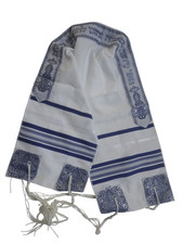 Kosher Tallit Talis children Prayer Shawl acrylic 8X39"/20x100cm Blue silver
