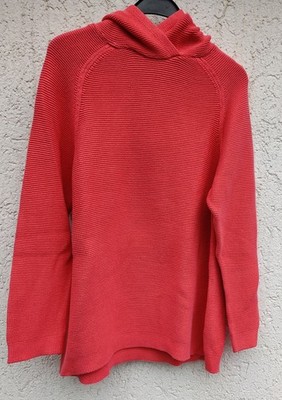 Tom Tailor women's winter knit sweater style 1033571 hood size XLChili-red New!!