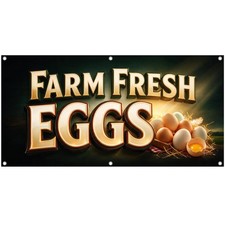 Farm Fresh Eggs Vinyl Banner Rustic Farmers Market Sign Roadside Chicken