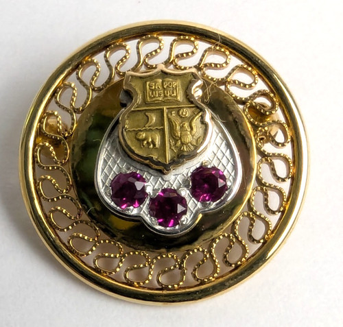 State of Missouri Service Pin 10k Gold Emblem W/ Rubies 12k Gold Filled Back