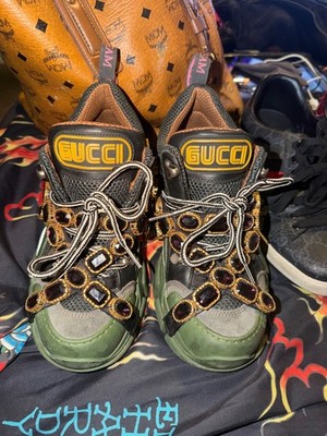 Size 5.5 - Gucci Flashtrek Crystals Green W