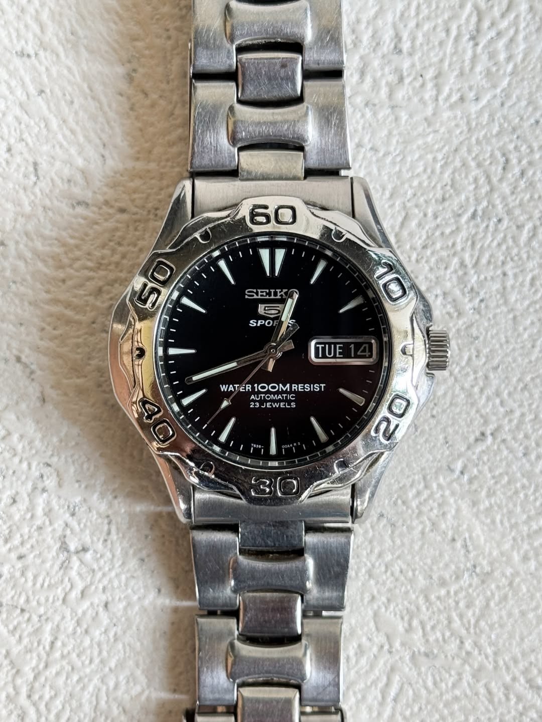 Seiko Date Vintage SNZ031 Dial 5 Automatic Day 7S36-00A0 Black Rare Watch Sports - vintagewatches.pk